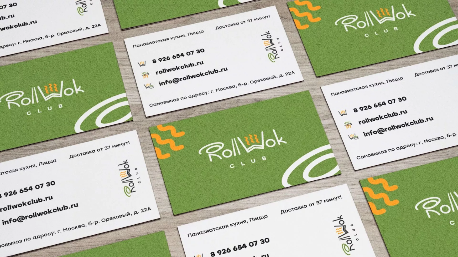 Разработка дизайна визиток суши-бара «Roll Wok Club» в Череповце